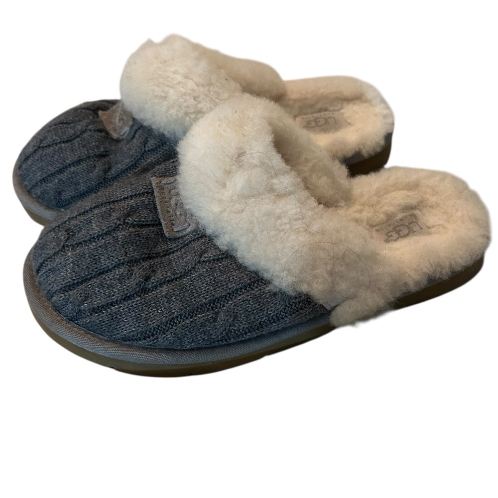 Ugg Cozy Sweater Knit 1865 Sherpa Lined 7 Slip-On Slippers Cabin Lodge Lounge.
